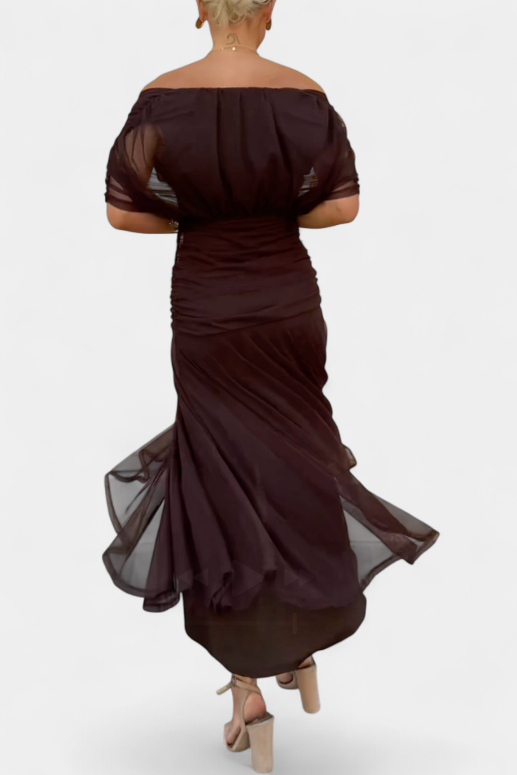 Vestido elegante com decote em V feminino