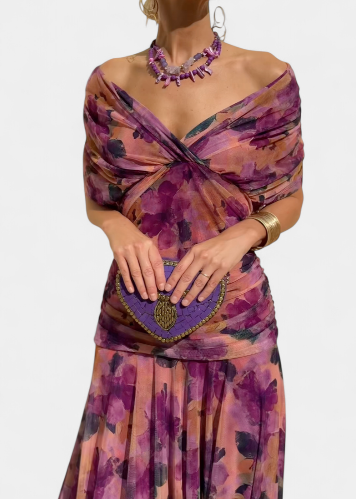 Vestido elegante com decote em V feminino