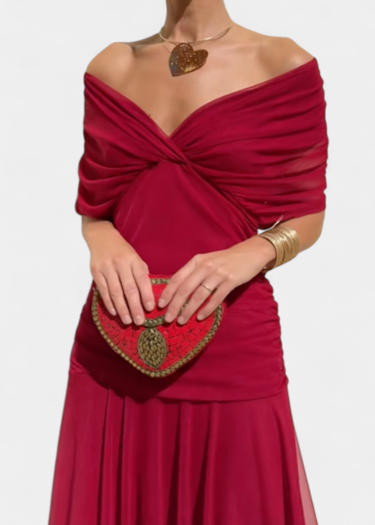 Vestido elegante com decote em V feminino