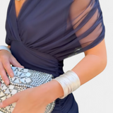 Vestido elegante com decote em V feminino