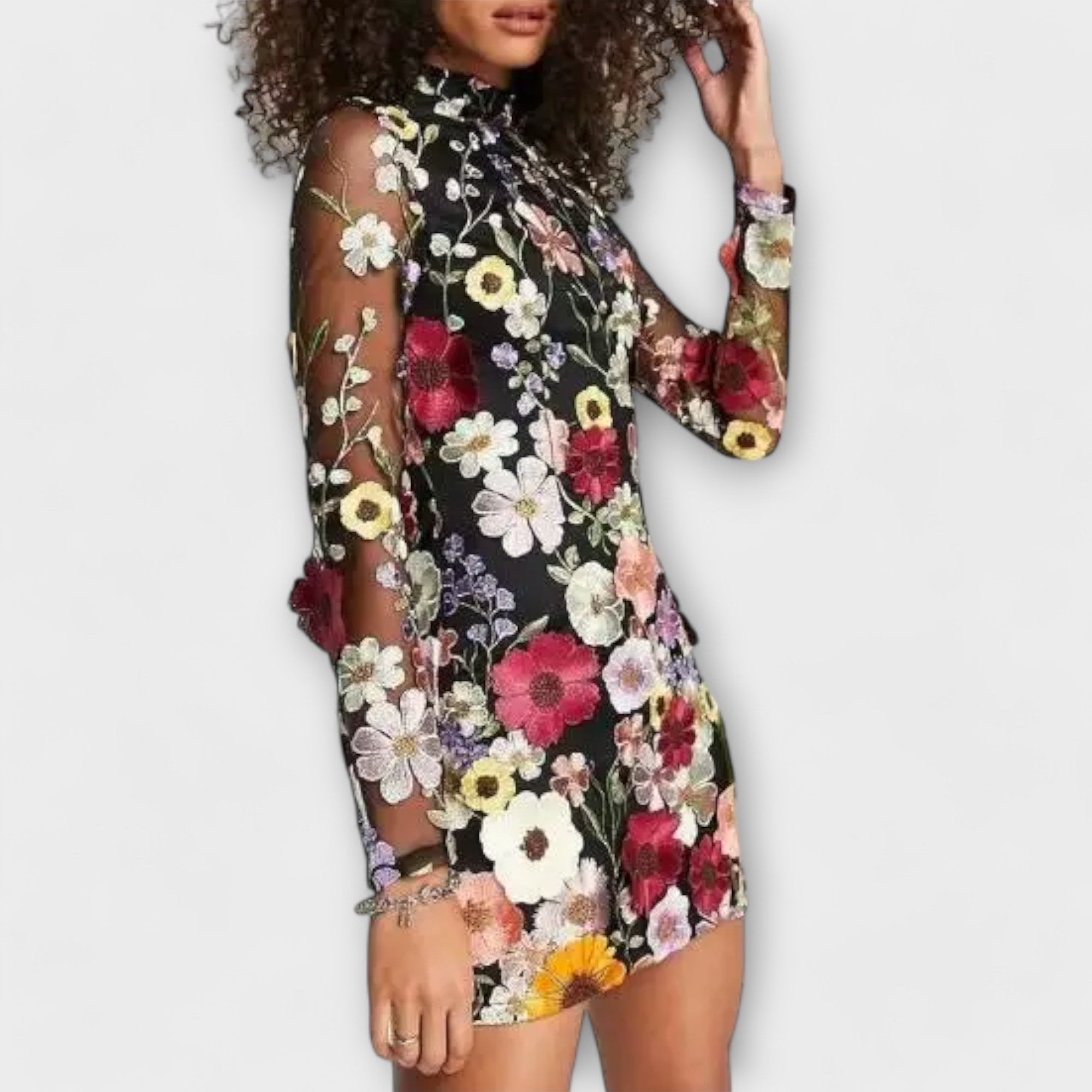 Vestido com estampado flores feminino
