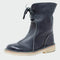 Botins de couro impermeáveis com forro de lã feminino