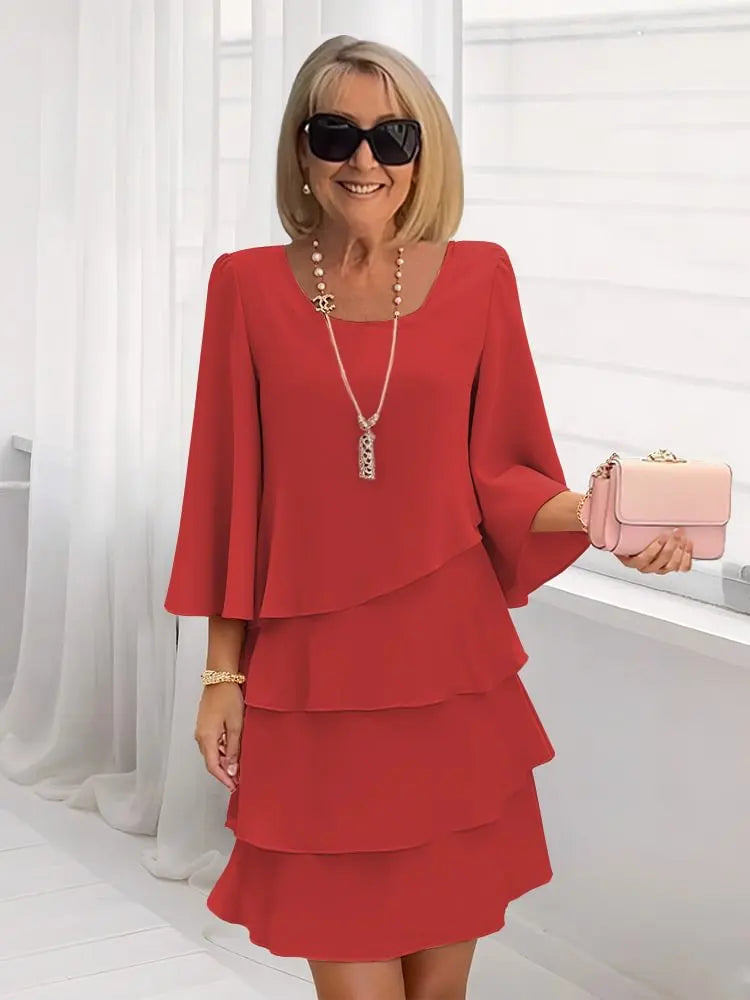 Élise – Vestido Elegante Fluido com Folhos