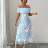 Vestido Noelia com bordado floral e elegância romântica