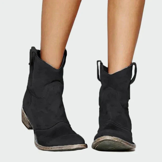 Botas de cowboy retro de tornozelo feminino
