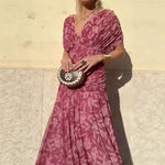 Vestido elegante com decote em V feminino