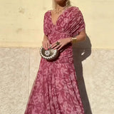 Vestido elegante com decote em V feminino