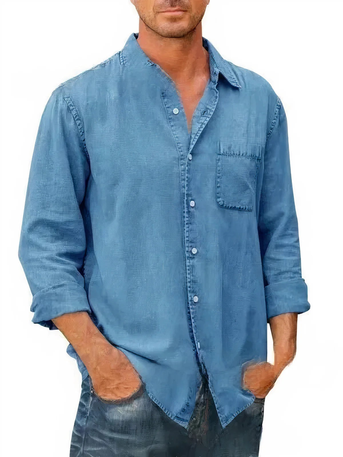 Camisa - Mistura de Denim Longa masculino