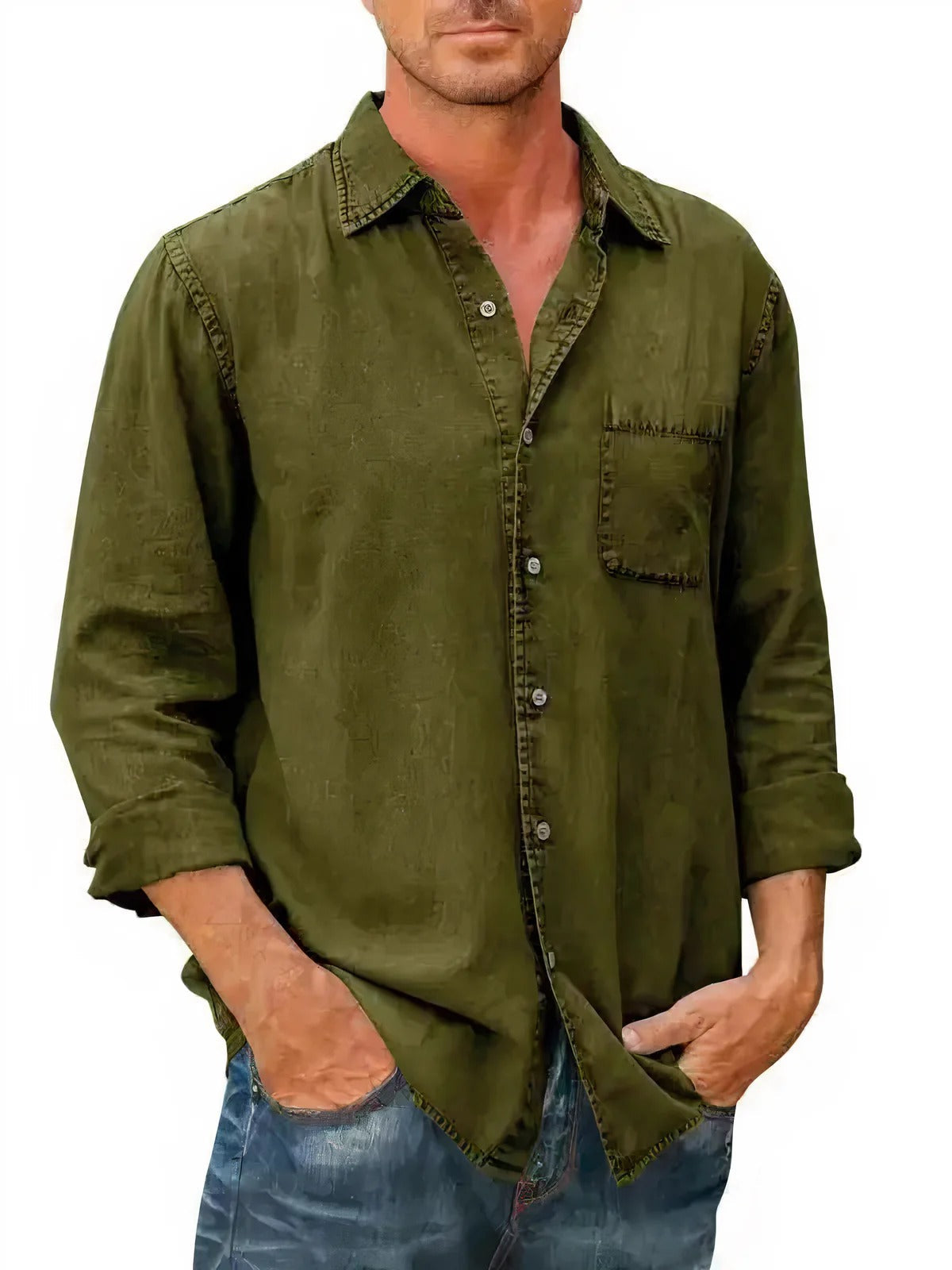 Camisa - Mistura de Denim Longa masculino