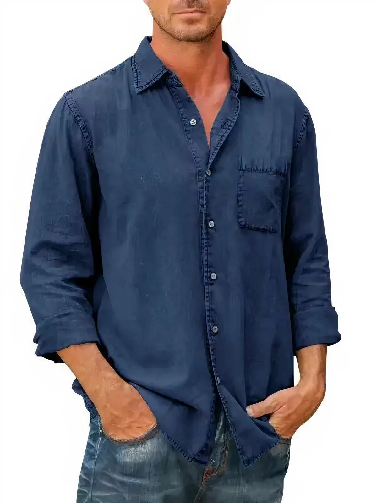 Camisa - Mistura de Denim Longa masculino