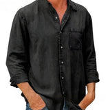 Camisa - Mistura de Denim Longa masculino