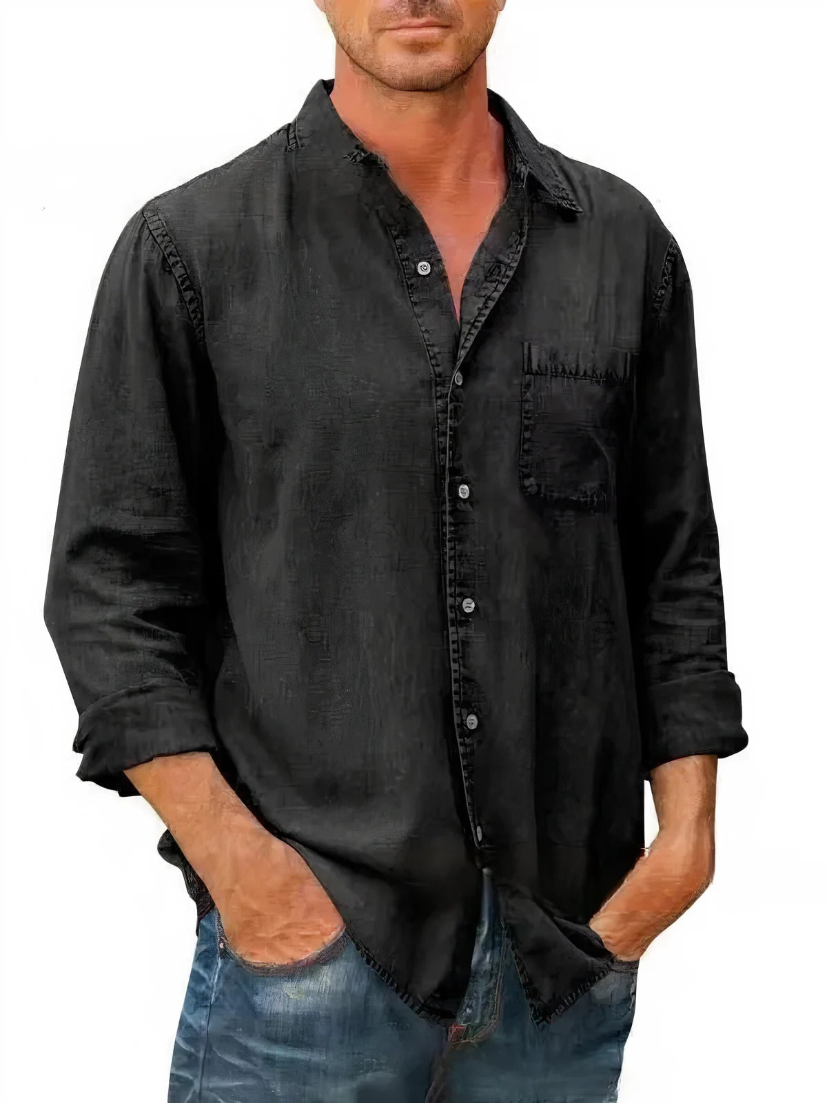 Camisa - Mistura de Denim Longa masculino