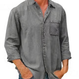 Camisa - Mistura de Denim Longa masculino