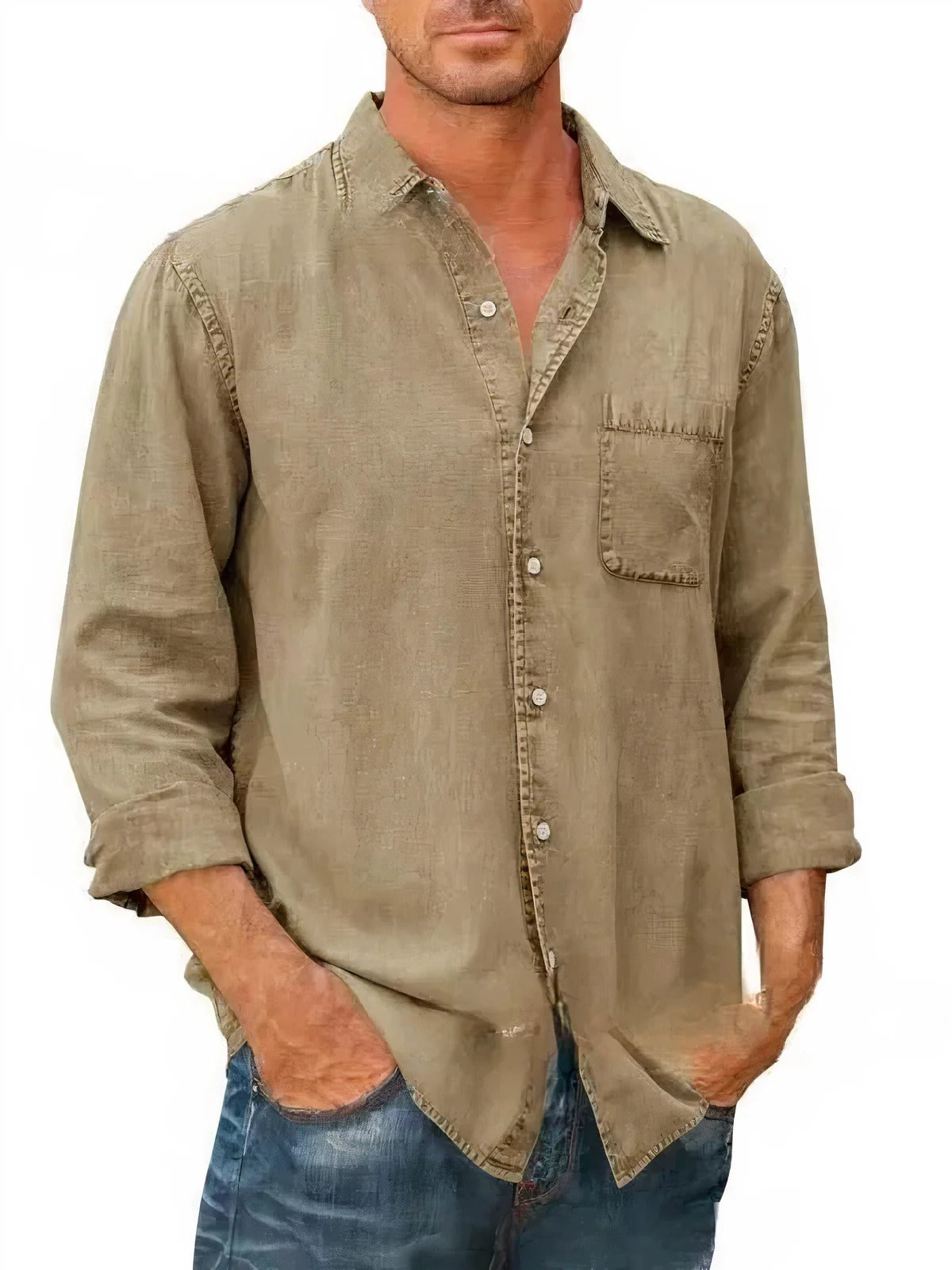 Camisa - Mistura de Denim Longa masculino