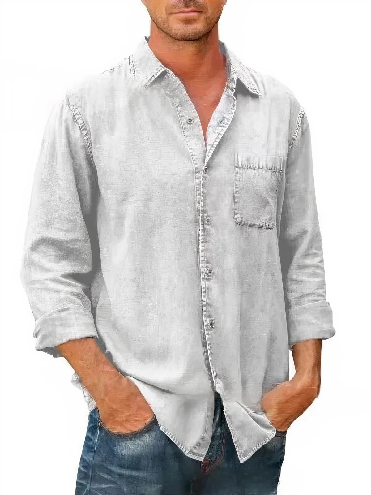 Camisa - Mistura de Denim Longa masculino