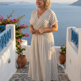 Cressida | Vestido Midi de Manga Curta com Decote em V e Cintura Cruzada
