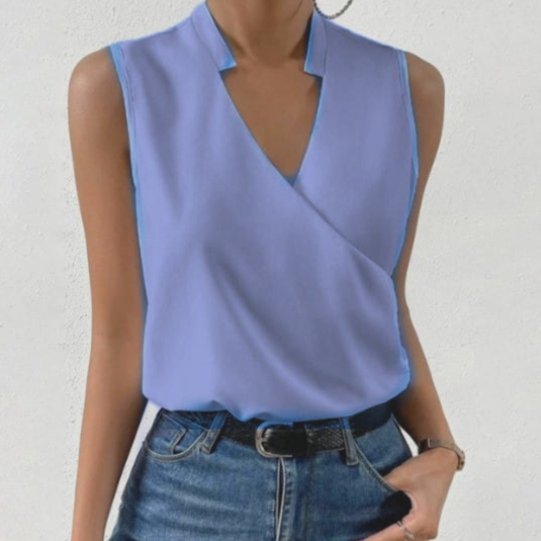 Top suave com decote em V feminino