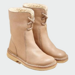 Botins de couro impermeáveis com forro de lã feminino