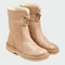 Botins de couro impermeáveis com forro de lã feminino