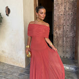 Inês | Vestido Maxi de Ombro Descoberto