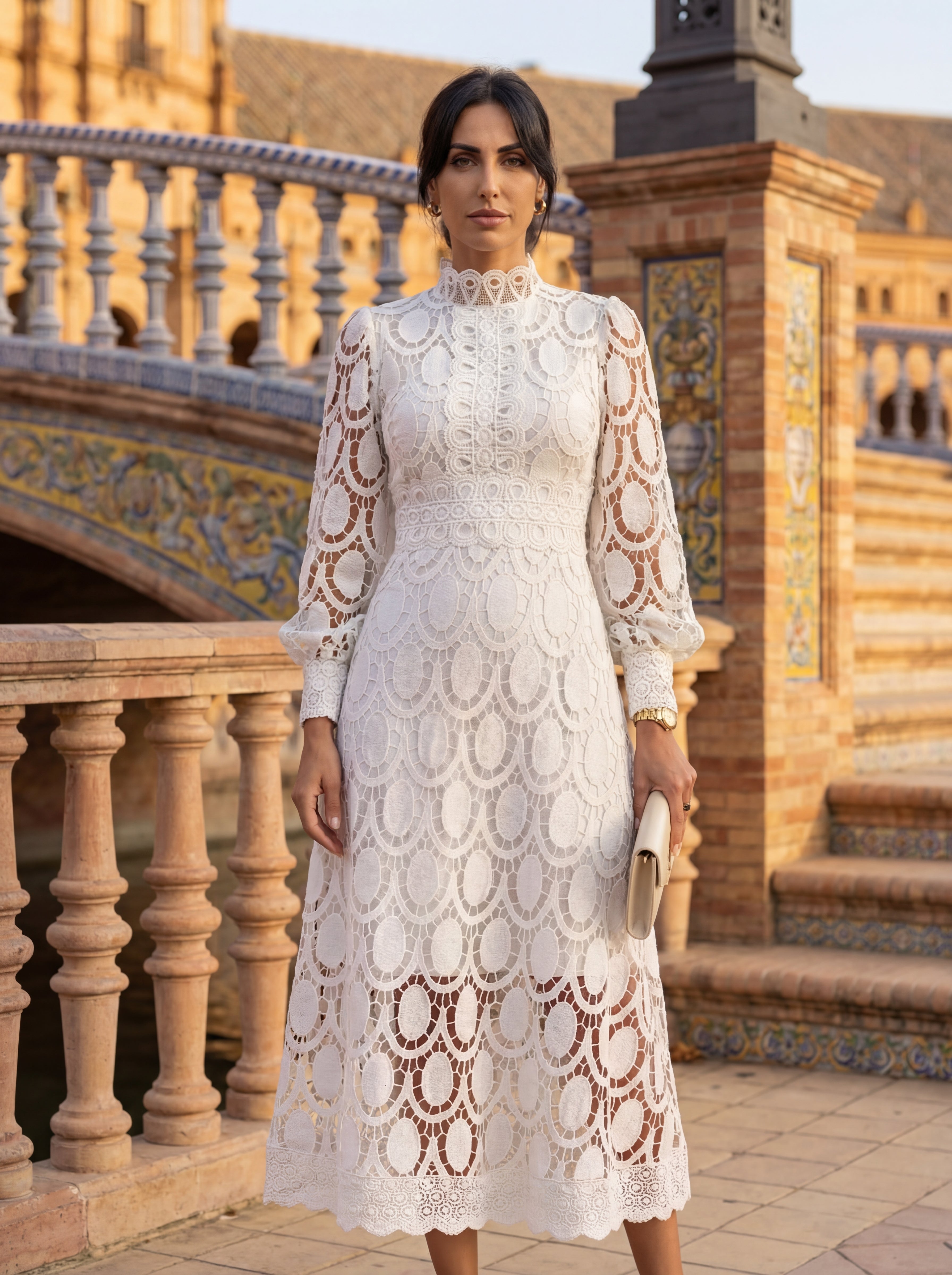 Constança | Vestido Midi Rendado para Cerimónia