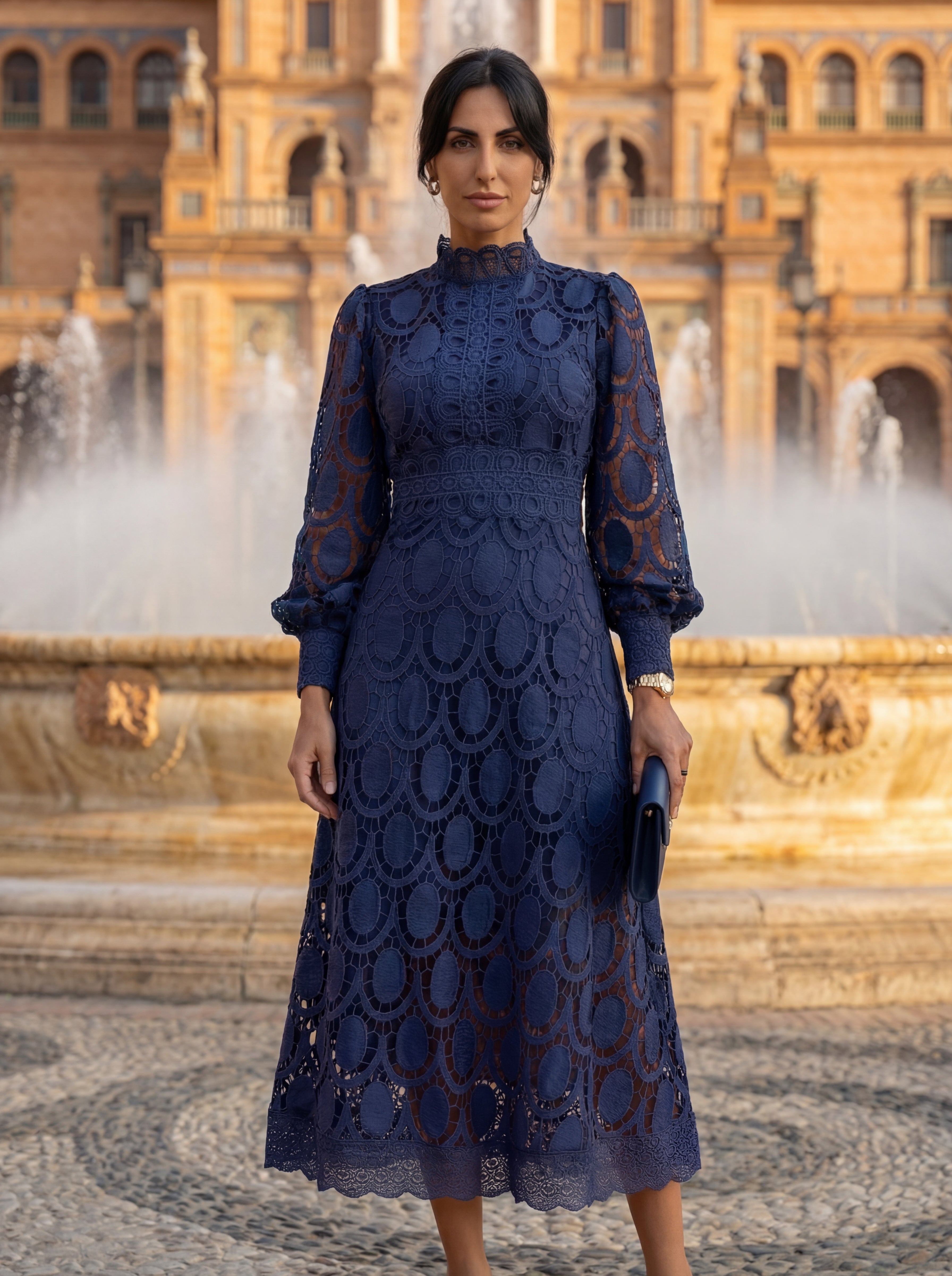 Constança | Vestido Midi Rendado para Cerimónia