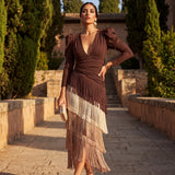 Carolina | Vestido Midi com Franjas em Camadas