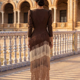 Carolina | Vestido Midi com Franjas em Camadas
