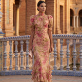Matilde | Vestido Maxi Floral de Gola Alta