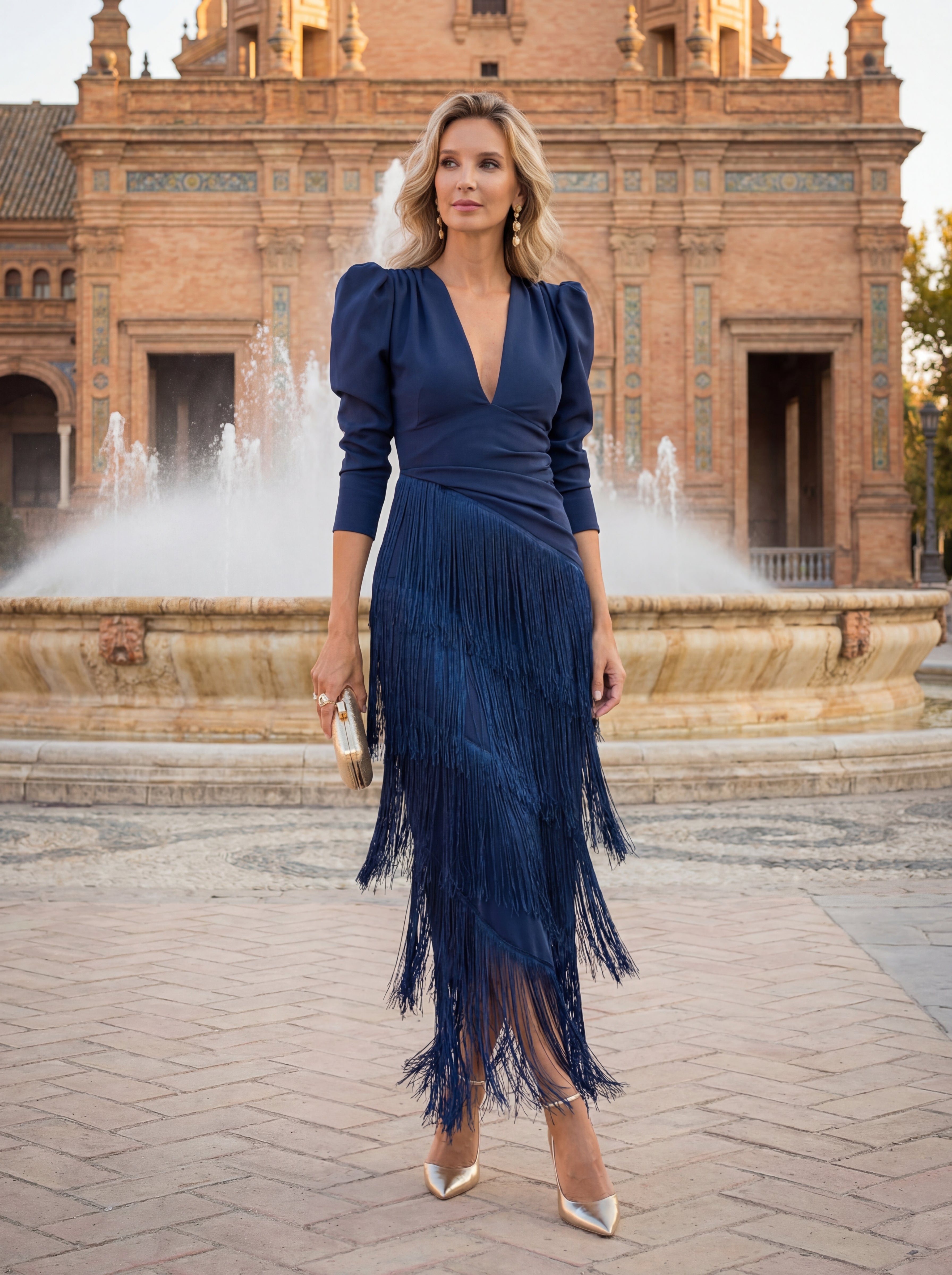 Carolina | Vestido Midi com Franjas em Camadas