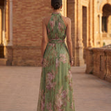 Leonor | Vestido Maxi Halter com Estampado Floral