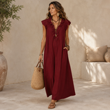 Viera – Vestido Maxi Fluido com Decote de Folhos