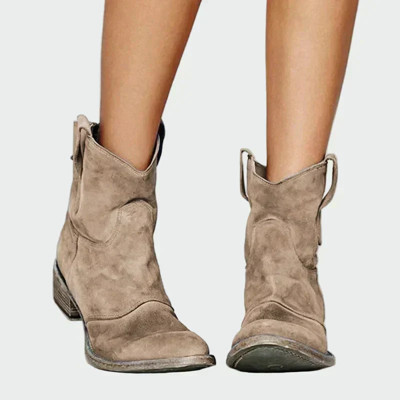 Botas de cowboy retro de tornozelo feminino