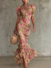 Aurelina | Vestido maxi floral com mangas bufantes