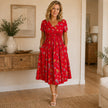 Lívia | Vestido Midi Floral com Decote Cruzado