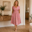 Lívia | Vestido Midi Floral com Decote Cruzado