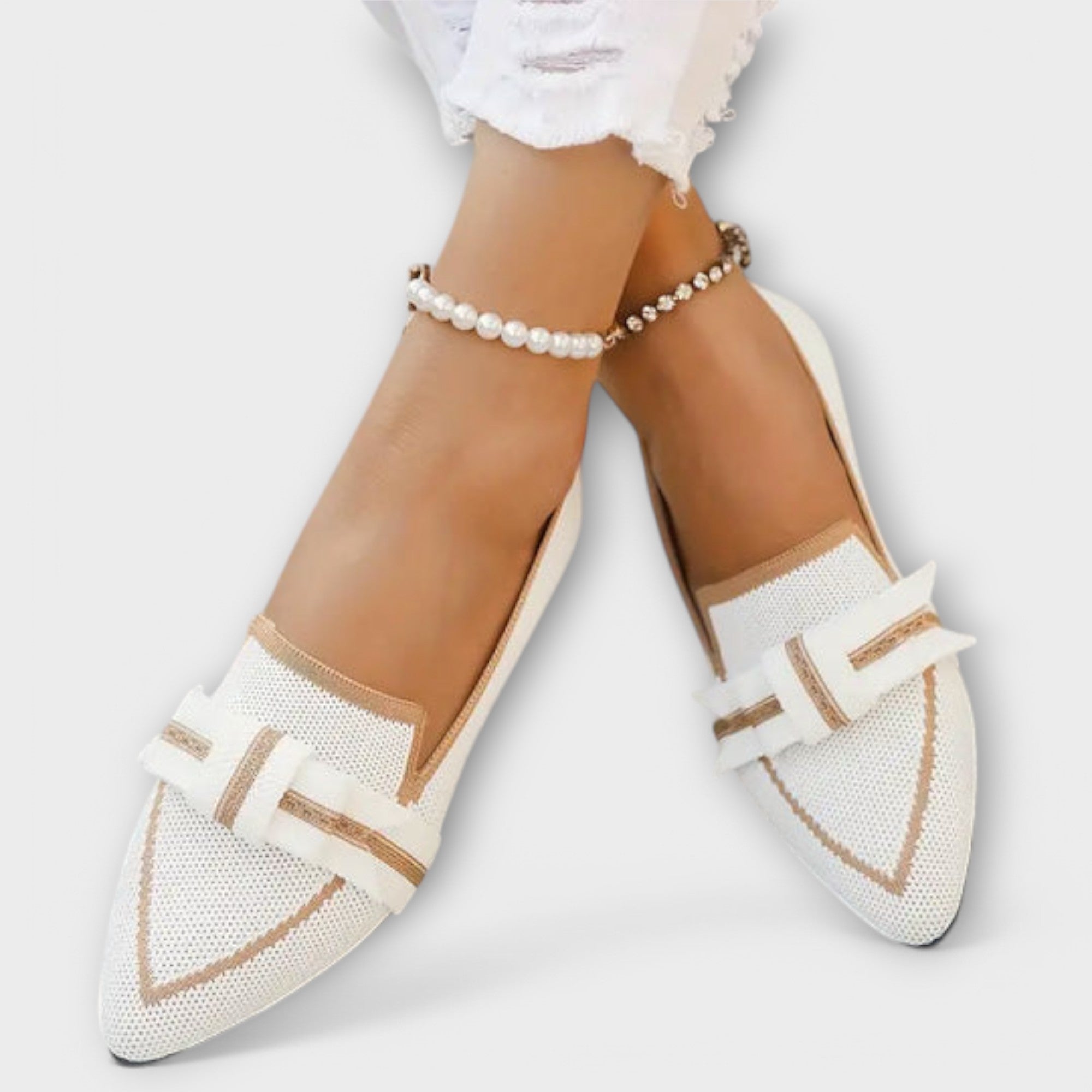 Sapatos femininos planos com design de nó feminino