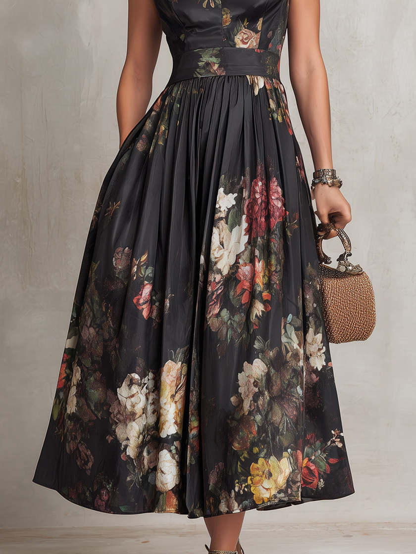 Filipa | Vestido midi floral plissado