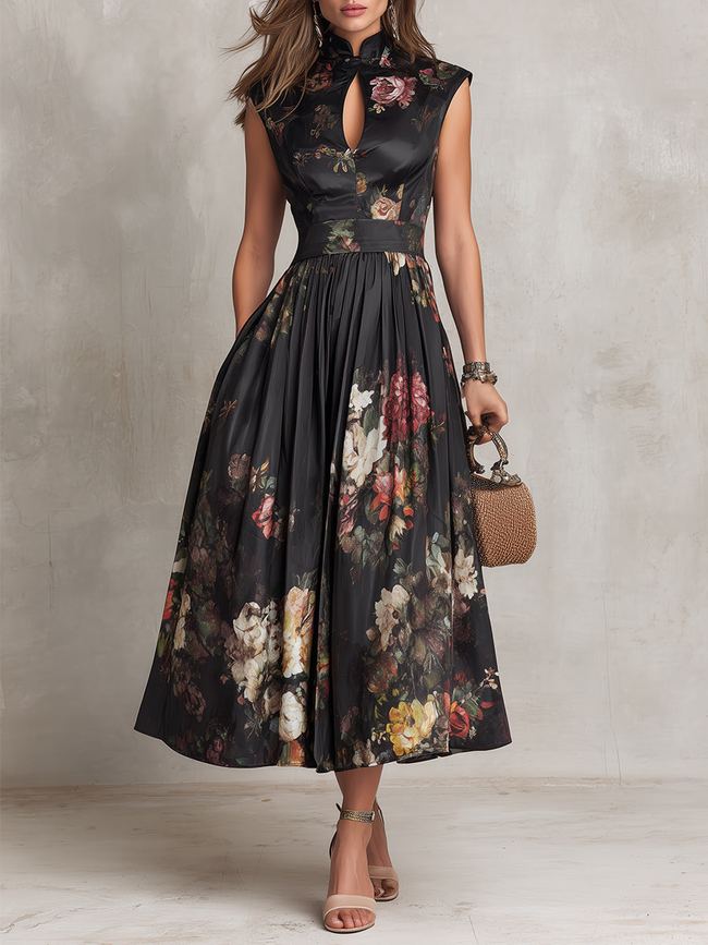 Filipa | Vestido midi floral plissado