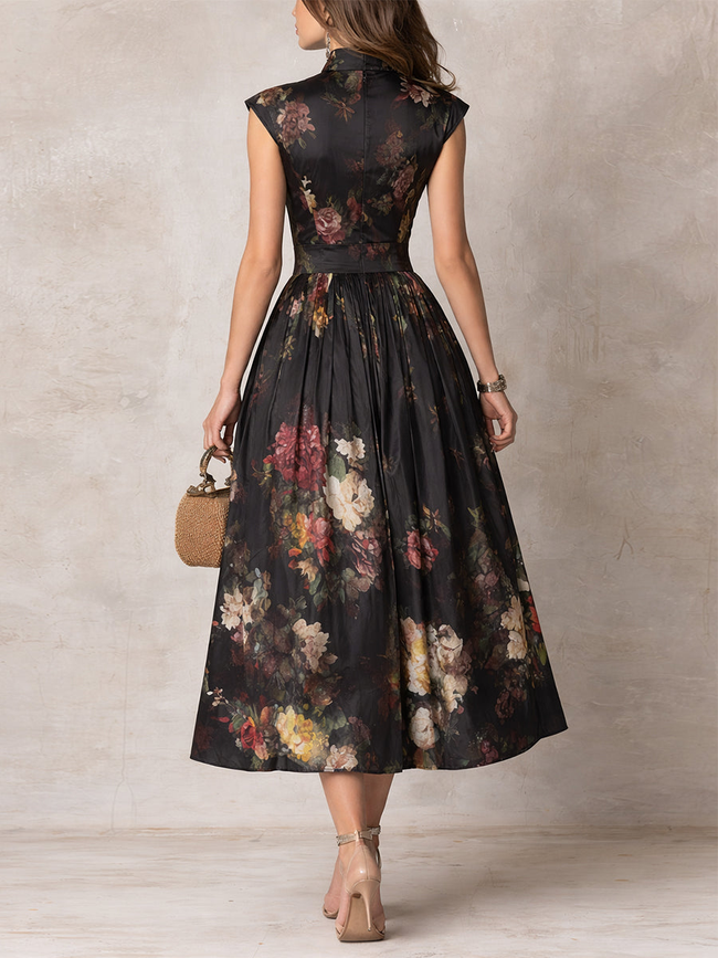 Filipa | Vestido midi floral plissado