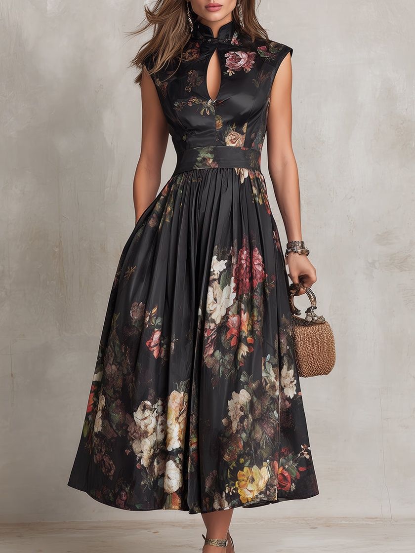 Filipa | Vestido midi floral plissado
