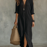 Zerea | Vestido maxi fluido com botões