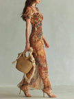 Jasmim | Vestido maxi floral em chiffon