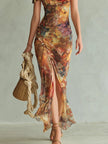 Jasmim | Vestido maxi floral em chiffon