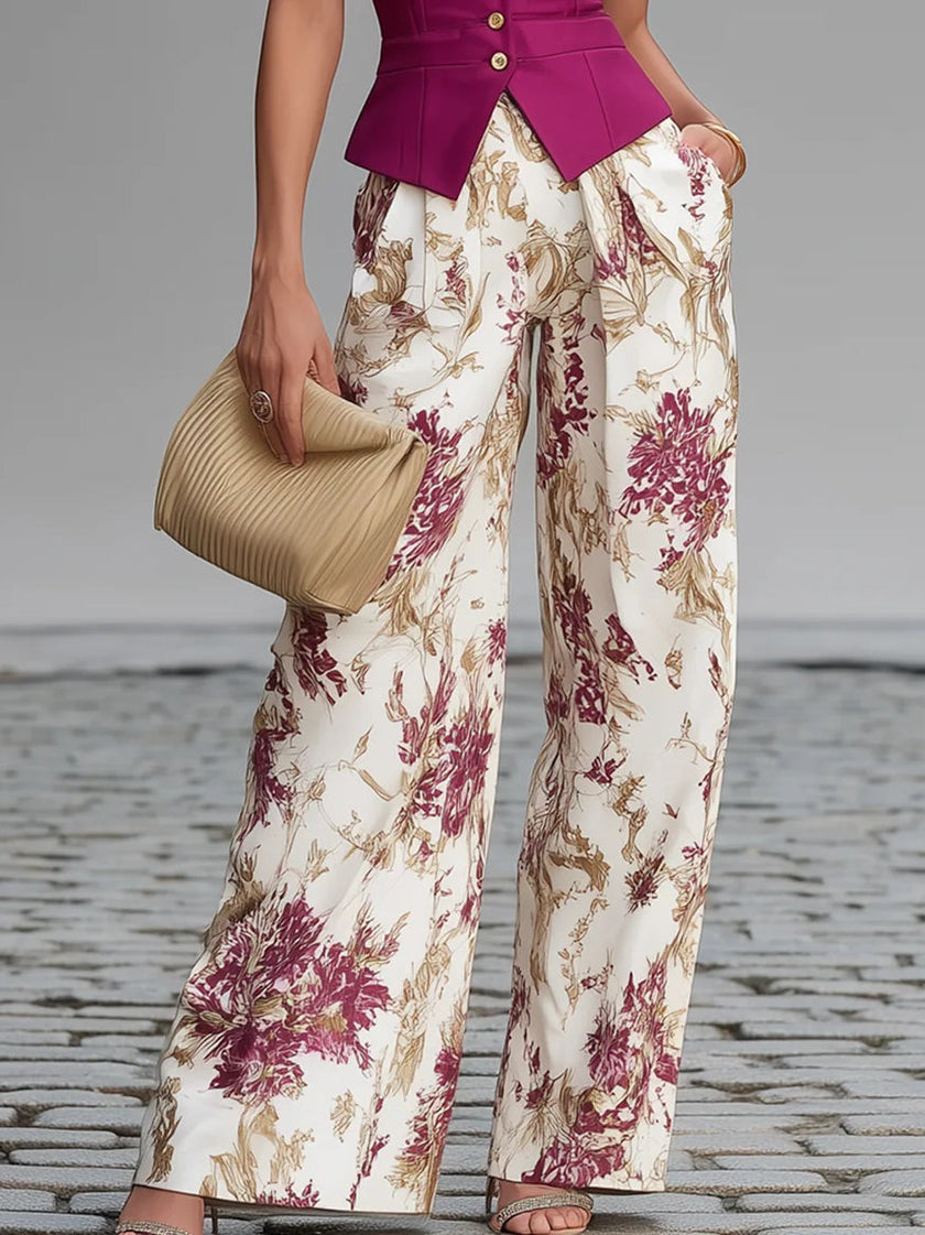 Gaia | Conjunto com colete e calças florais