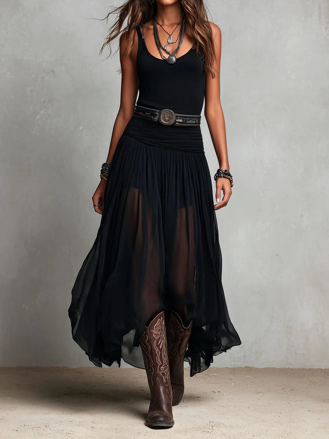 Natália | Vestido maxi com saia de tule
