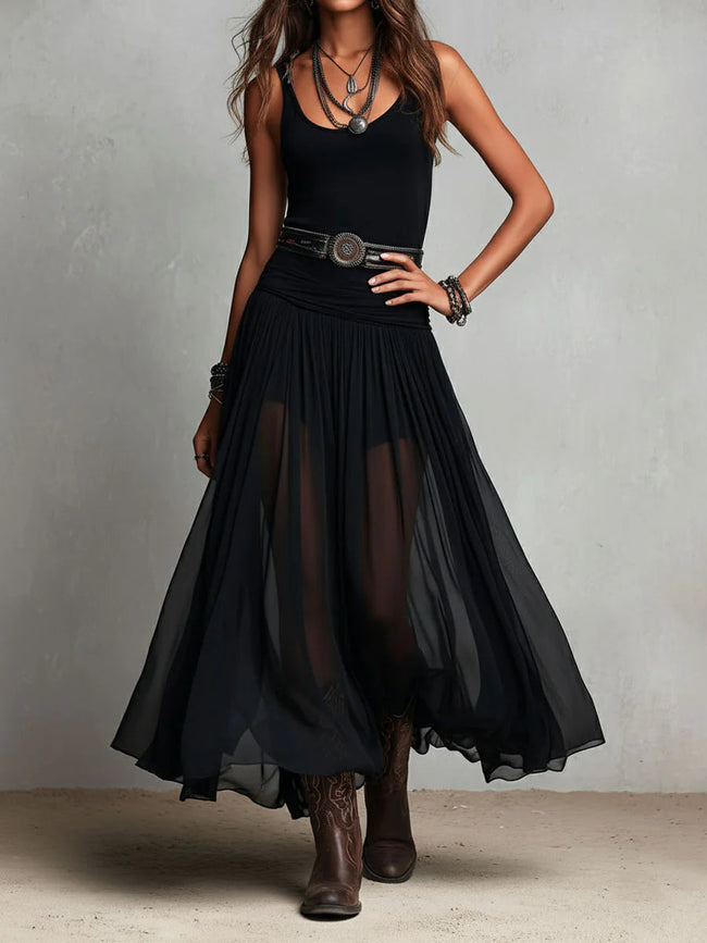 Natália | Vestido maxi com saia de tule