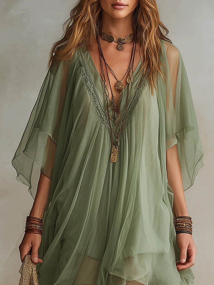 Tália | Vestido mini em chiffon com camadas