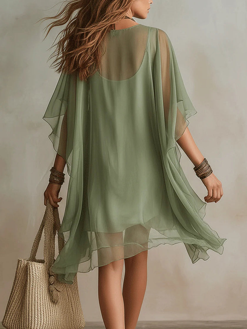 Tália | Vestido mini em chiffon com camadas