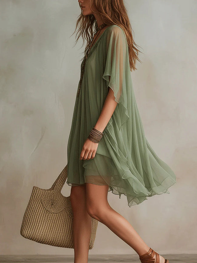 Tália | Vestido mini em chiffon com camadas